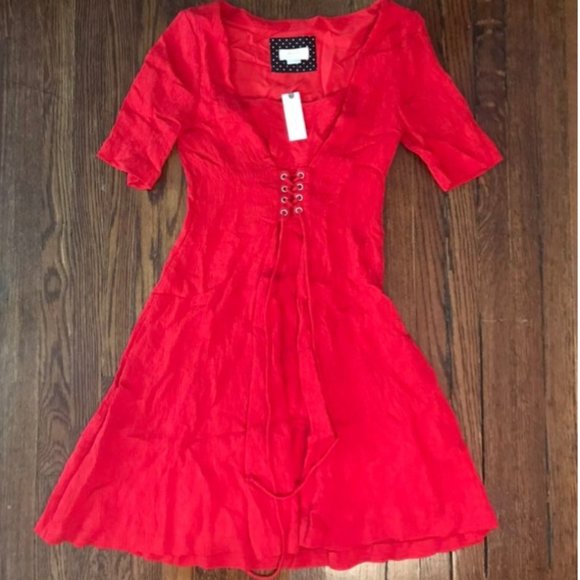 Anthropologie Maeve Juliet Red Corset Dress - Picture 2 of 6